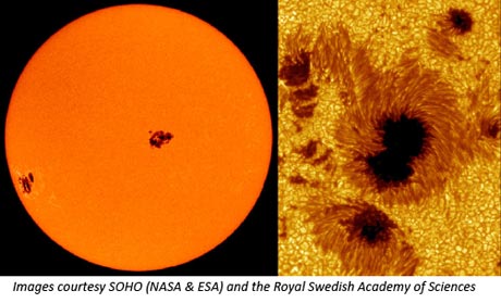 large sunspot on solar disk